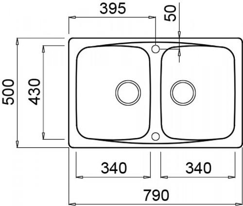 Elleci Master 350 Lavello montato su piano Rettangolare Granitek