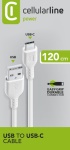 Cellular Line - Cellularline USB to USB-C DATA CABLE Cavo USB/USB-C per ricarica e sincronizzazione dati Bianco, 1,2 m, USB A, USB C, USB 2.0, Maschio/Maschio, Bianco