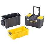 Stanley - Stanley Trolley Essential, Valigetta rigida per attrezzi, Plastica, Grigio, Giallo, Cardine, 475 mm, 285 mm