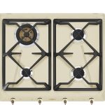 SMEG - Smeg Coloniale SRV864POGH, Crema, Da incasso, 60 cm, Gas, Smaltato, 4 Fornello(i)