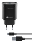 Cellular Line - Cellularline USB Charger Kit QC - Type-C, Nero, Interno, AC, 1 m, Nero
