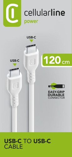 Cellularline USB-C to USB-C DATA CABLE Cavo USB-C/USB-C per ricarica e sincronizzazione dati Bianco
