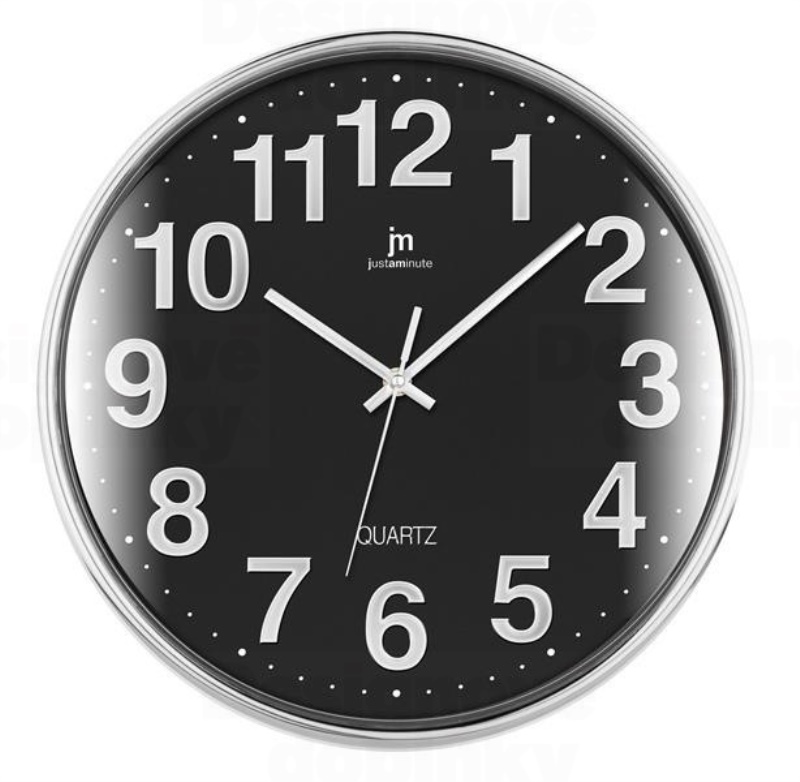 Lowell Justaminute 00816 Orologio da parete in quarzo Cerchio Nero, Cromo