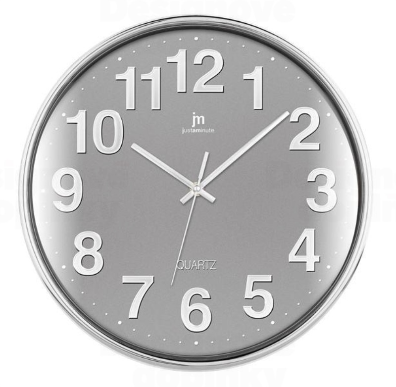 Lowell Justaminute 00816 Orologio da parete in quarzo Cerchio Cromo, Grigio