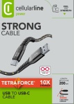 Cellular Line - Cellularline Extreme Cable XL - Type-C Cavo USB ultra resistente Grigio/Nero, 2 m, USB A, USB C, Nero, Grigio