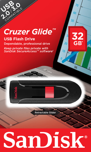 SanDisk Cruzer Glide unità flash USB 32 GB USB tipo A 2.0 Nero, Rosso