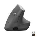 LOGITECH - Logitech MX Vertical, Mano destra, Ottico, Wireless a RF + Bluetooth, 4000 DPI, Nero, Argento