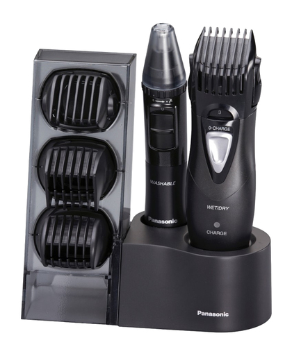 Panasonic ER-GY10, Kit multigrooming per barba, capelli e corpo, 4 pettini accessori, Wet&Dry, Nero/Silver