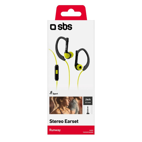 SBS Auricolari filo stereo in-ear Runway Sport, jack 3,5 mm con microfono e tasto alla risposta