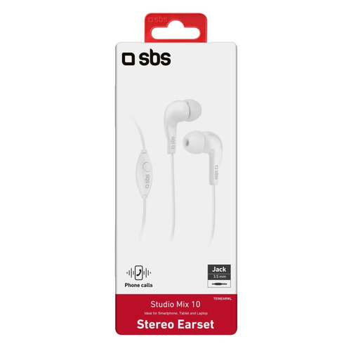 SBS Auricolari filo stereo in-ear Studio Mix 10, jack 3,5 mm con microfono e tasto alla risposta
