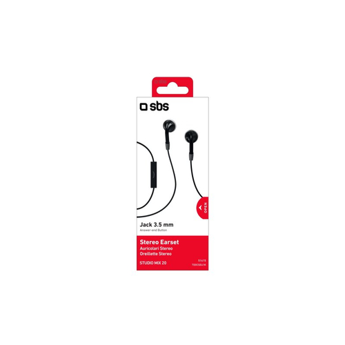 SBS Auricolari filo stereo Duo, jack 3,5 mm con microfono e tasto alla risposta