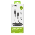 SBS - SBS CABLE DE DATOS-CARGADOR USB 2.0 - TIPO C, 1,5 m, USB A, USB C, 2.0, Maschio/Maschio, Nero