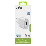 SBS - SBS Caricabatterie da viaggio da 2100 mAh USB, Interno, AC, 5 V, Bianco