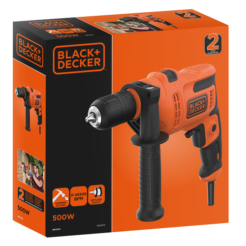 Black & Decker BEH200-QS trapano 2900 Giri/min Nero, Arancione