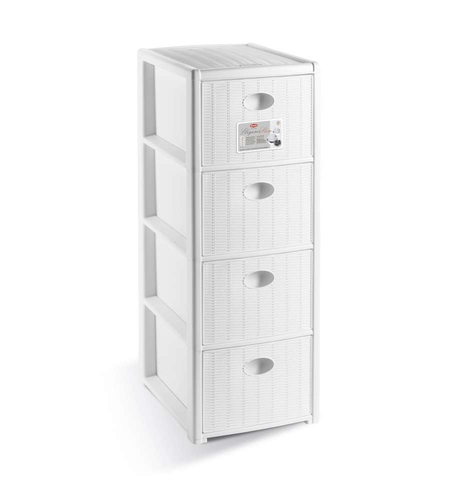 Cassettiera salvaspazio Stefanplast 30300 ELEGANCE 4C Slim Bianco