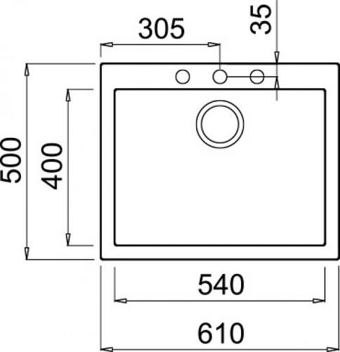 Elleci Quadra 110 G54 Lavello montato su piano Rettangolare Granitek