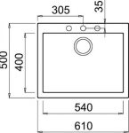 Elleci - Elleci Quadra 110, Lavello montato su piano, Rettangolare, Keratek Plus, Nero, 1 ciotole, Rettangolare