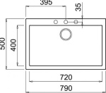 Elleci - Elleci Quadra 130, Lavello montato su piano, Rettangolare, Keratek Plus, Nero, 1 ciotole, Rettangolare