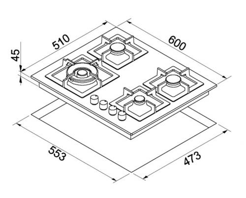 Elleci Plano 60 G40 Nero Da incasso 60 cm Gas 4 Fornello(i)