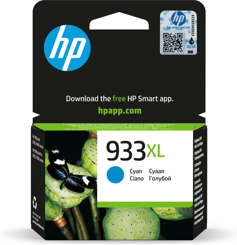 Cartuccia originale inchiostro ciano ad alta capacità HP 933XL HP Cartuccia originale inchiostro ciano ad alta capacità 933XL, Resa elevata (XL), 8,5 ml, 825 pagine, 1 pz