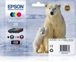 EPSON - Epson Polar bear Multipack 26 (4 colori: NCMG), Originale, Inchiostro a base di pigmento, Nero, Ciano, Magenta, Giallo, Epson, Multi pack, - Expression Premium XP-820 - Expression Premium XP-720 - Expression Premium XP-625 - Expression...