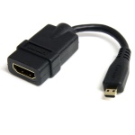 Startech.Com - StarTech.com Cavo HDMI a micro HDMI ad alta velocita' - Cavo HDMI micro High Speed da 12cm - F/M - Nero, 0,12 m, HDMI tipo A (Standard), HDMI tipo D (Micro), Nero