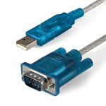 Startech.Com - StarTech.com Cavo adattatore seriale USB a RS-232 DB9 90 cm - M/M, DB-9, USB 2.0 A, 0,9 m, Blu, Trasparente