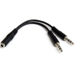 Startech.Com - StarTech.com Adattatore splitter cuffie a 4 pin da 3,5 mm a 2x 3,5 mm a 3 pin - F/M, 3.5mm, Maschio, 2 x 3.5mm, Femmina, 0,13 m, Nero