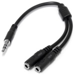 Startech.Com - StarTech.com Cavo splitter stereo slim - Maschio 3,5 mm a 2 femmina 3,5 mm, 3.5mm, Maschio, 2x3.5mm, Femmina, 0,2 m, Nero