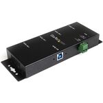 Startech.Com - StarTech.com Resistente hub USB 3.0 per settore industriale a 4 porte predisposto per il montaggio, USB 3.2 Gen 1 (3.1 Gen 1) Type-B, USB 3.2 Gen 1 (3.1 Gen 1) Type-A, 5000 Mbit/s, Nero, Acciaio, Potenza, USB