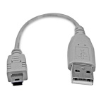 Startech.Com - StarTech.com Cavo mini USB 2.0 15 cm - A a mini B, 0,152 m, USB A, Mini-USB B, 2.0, Maschio/Maschio, Grigio