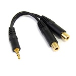 Startech.Com - StarTech.com Cavo splitter stereo 15 cm - 3,5 mm maschio a 2 connettori femmina 3,5 mm, 3.5mm, Maschio, 2 x 3.5mm, Femmina, 0,15 m, Nero