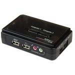 Startech.Com - StarTech.com Switch KVM a 2 porte VGA USB con audio e cavi - Commutatore VGA USB a doppia porta, 2048 x 1536 Pixel, 2K Ultra HD, Nero