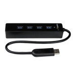 Startech.Com - StarTech.com Hub portatile USB 3.0 SuperSpeed a 4 porte - Perno e concentratore per notebook o Ultrabook USB 3.0 con cavo integrato, USB 3.2 Gen 1 (3.1 Gen 1) Type-A, USB 3.2 Gen 1 (3.1 Gen 1) Type-A, 5000 Mbit/s, Nero, Plastica, Potenza