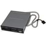 Startech.Com - StarTech.com Lettore per schede di memoria multimediali USB 2.0 22 in 1 alloggiamento frontale 3,5'' - colore nero, CF, MMC, MS Duo, MS Micro (M2), MS PRO Duo, MS Pro-HG Duo, Memory Stick (MS), MicroSD..., Nero, 3.5