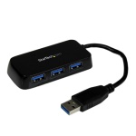 Startech.Com - StarTech.com Hub Mini USB 3.0 SuperSpeed a 4 porte portatile - Nero, USB 3.2 Gen 1 (3.1 Gen 1) Type-A, USB 3.2 Gen 1 (3.1 Gen 1) Type-A, 5000 Mbit/s, Nero, Plastica, Potenza