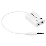 Startech.Com - StarTech.com Adattatore auricolare / cuffie da 4 posizioni da 3,5 mm a 2 da 3 posizioni da 3,5 mm M/F - bianco, Bianco, 3.5mm, 2 x 3.5mm, Maschio, Femmina, Cloruro di polivinile (PVC)