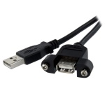 Startech.Com - StarTech.com Cavo Prolunga USB 2.0 per montaggio a pannello di Tipo A/A Femmina A / Maschio A - 60 cm, 0,6 m, USB A, USB A, 2.0, Maschio/Femmina, Nero