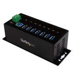 Startech.Com - StarTech.com HUB Industriale USB 3.0 a 7 porte - Perno e concentratore USB 3.0 con Protezione ESD, USB 3.2 Gen 1 (3.1 Gen 1) Type-B, USB 3.2 Gen 1 (3.1 Gen 1) Type-A, 5000 Mbit/s, Nero, Acciaio, Potenza