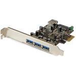 Startech.Com - StarTech.com Scheda Espansione PCI Express USB 3.0 SuperSpeed a 4 porte ( 3 esterne, 1 interna ), PCIe, USB 3.2 Gen 1 (3.1 Gen 1), Piena altezza/Basso profilo, PCI 2.0, Nero, Acciaio inossidabile, 3 m
