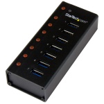 Startech.Com - StarTech.com HUB USB 3.0 a 7 porte con case metallico - Perno e concentratore USB 3.0 desktop/montabile a parete, USB 3.2 Gen 1 (3.1 Gen 1) Type-B, USB 3.2 Gen 1 (3.1 Gen 1) Type-A, 5000 Mbit/s, Nero, Alluminio, Potenza