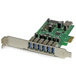 Startech.Com - StarTech.com Scheda Espansione PCI Express USB 3.0 a 7 porte con profilo basso e standard - alimentazione SATA, PCIe, SATA,USB 3.2 Gen 1 (3.1 Gen 1), Piena altezza/Basso profilo, Verde, Metallico, 3 m, 1920042 h