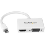 Startech.Com - StarTech.com Adattatore Mini DisplayPort a HDMI e VGA - Convertitore audio/video da viaggio mDP 2 in 1 - 1920x1200 / 1080p - bianco, 1920 x 1200 Pixel, 1080p, Convertitore video passivo, 1920 x 1200 Pixel, Bianco, 0,15 m