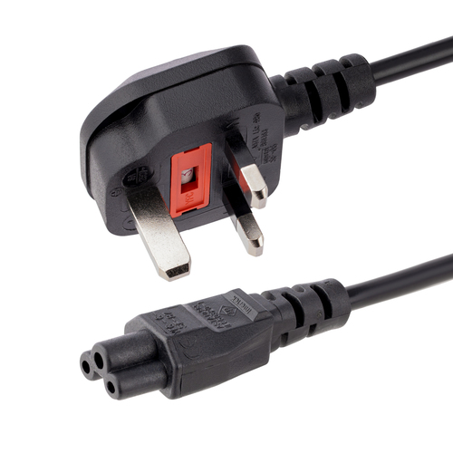 StarTech.com Cavo di Alimentazione per Notebook da 2m; Cavo Elettrico AC di Ricambio per Alimentatori da BS 1363 UK a C5 2.5A-250V, 18AWG, Omologato UL