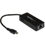Startech.Com - StarTech.com Adattatore di rete USB-C a RJ45 Gigabit Ethernet con porta USB-A supplementare - USB 3.1 Gen 1 - (5 Gb/s), Cablato, USB, Ethernet, 5000 Mbit/s, Nero