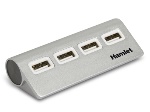 HAMLET - Hamlet 4 port Hub usb 2.0 a 4 porte 480 Mbps, USB 2.0, USB 1.1,USB 2.0, 480 Mbit/s, Alluminio, Alluminio, 0,33 m