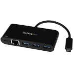 Startech.Com - StarTech.com Adattatore di rete USB-C a Ethernet a 3 porte - Hub USB 3.0 con Power Delivery, Cablato, USB, Ethernet, 5000 Mbit/s, Nero