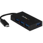 Startech.Com - StarTech.com 4 porte USB C Hub - Hub USB Type-C con 4 porte USB-A (USB 3.0/3.1 Gen 1 SuperSpeed 5Gbps) - Bus USB o autoalimentato - Portatile da USB-C a USB-A BC 1.2 Hub di ricarica con adattatore di alimentazione, USB 3.2 Gen 1 (3.1 Gen 1) Type-C, USB 3.2 Gen 1 (3.1 Gen 1) Type-A, 5000 Mbit/s, Nero, Plastica, Potenza