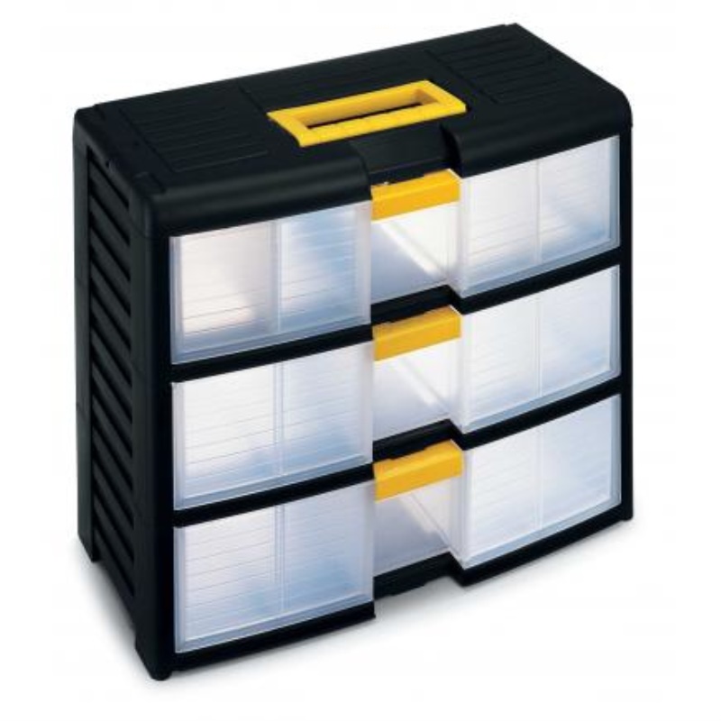 Terry Store-Age 42002 organizzatore per cassetto di scrivania Plastica Nero, Traslucido, Giallo