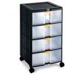 Terry - Terry Store-Age 44001, Nero, Traslucido, Giallo, 4 cassetto/cassetti, Plastica, Monocromatico, Rettangolare, 391 mm